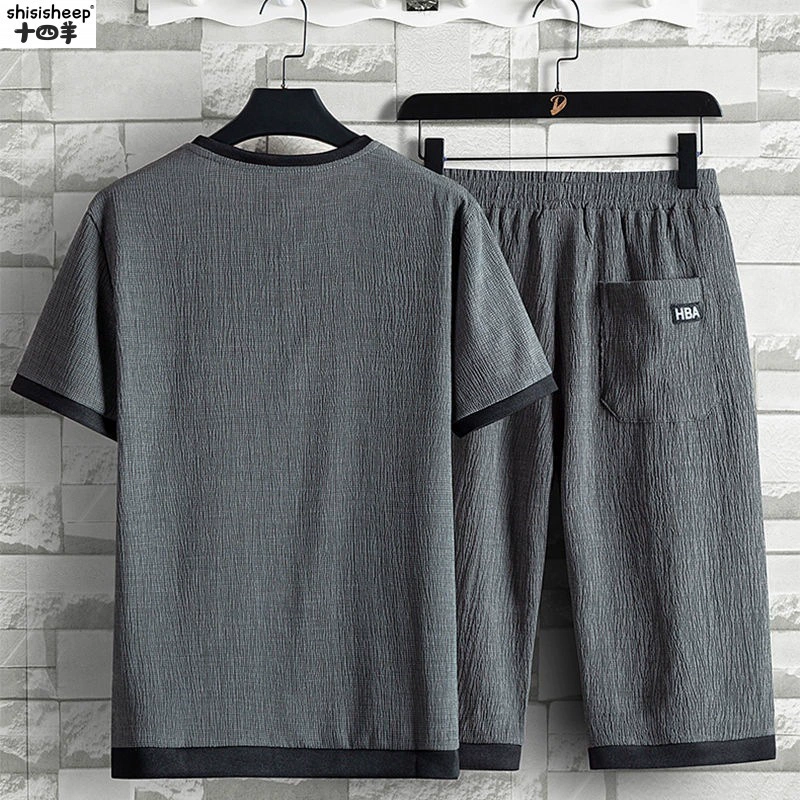 Шелковый летний комплект, спортивный костюм, брюки, oversize, с коротким рукавом