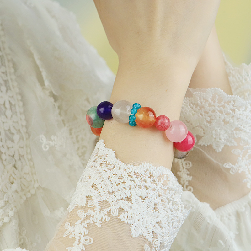 DIY original dopamina color de piedra natural azul pálido anillo pulsera pulsera de moda macaron pulsera joyas