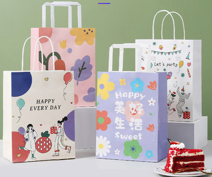 烘焙牛皮纸袋手提袋甜品面包打包袋蛋糕礼品袋糕点奶茶外卖打包袋