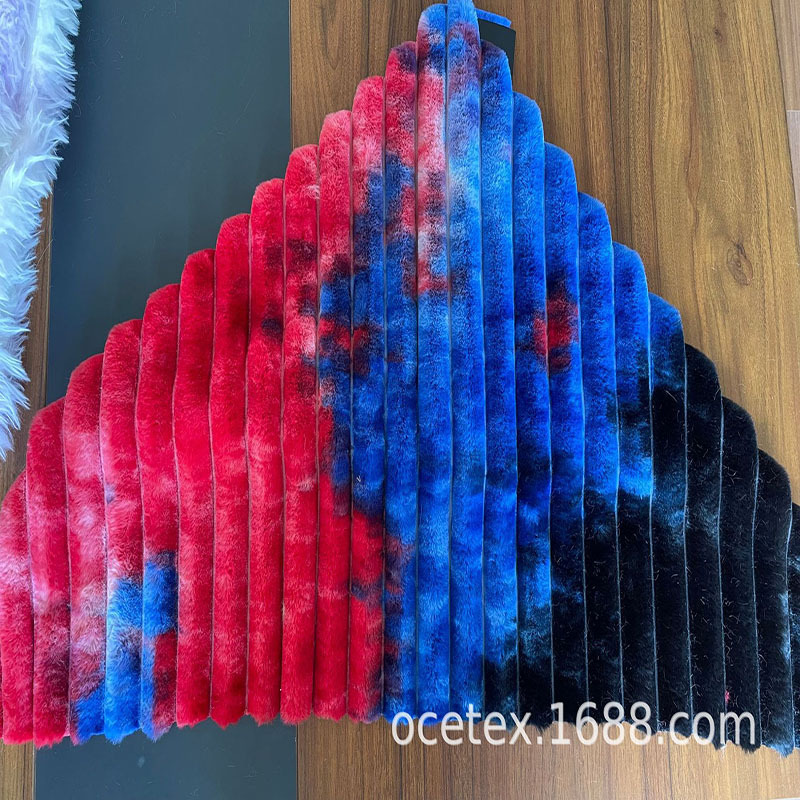 厂家直供扎染开条大兔毛绒布春秋时装运动服面料家用窗帘布可批发