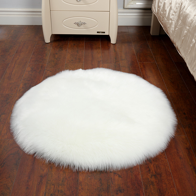 Alfombra de peluche larga dormitorio redondo chica silla mecedora silla de computadora mantas de lana nórdico alfombra de armario image 6