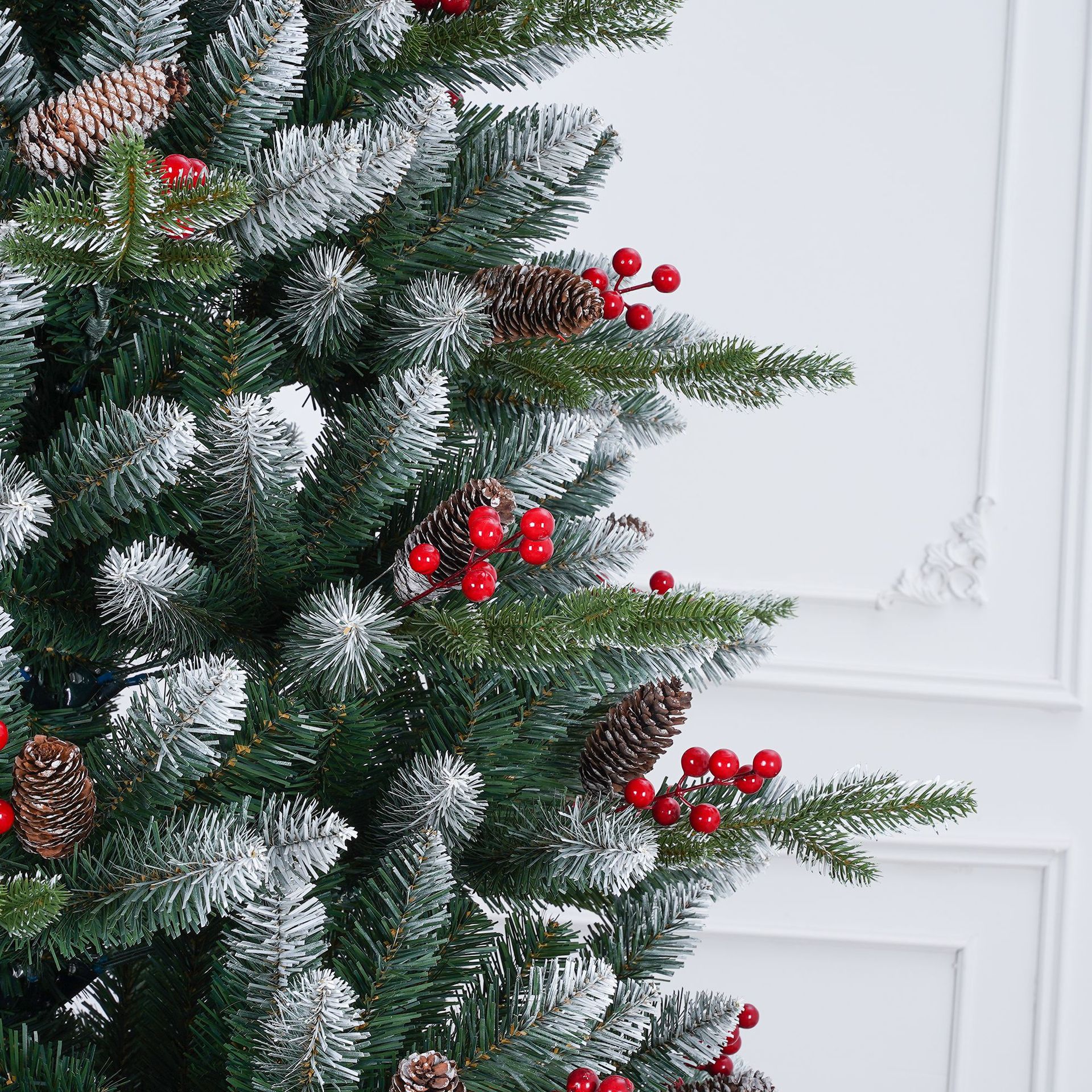 Ventas transfronterizas en caliente decoraciones de Navidad de lujo pe pinos rojos blancos mezclados árbol de Navidad imitación de nieve árbol de Navidad