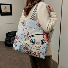 クロスボーダー刺繍カジュアルトートバッグ片面刺繍ネット有名人新製品観光名所ウェビング大容量ショルダーバッグ