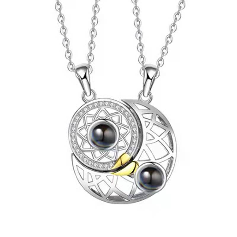 15g Weight Elegant Romantic Geometric Star Moon Copper Pendant Necklace In Bulk