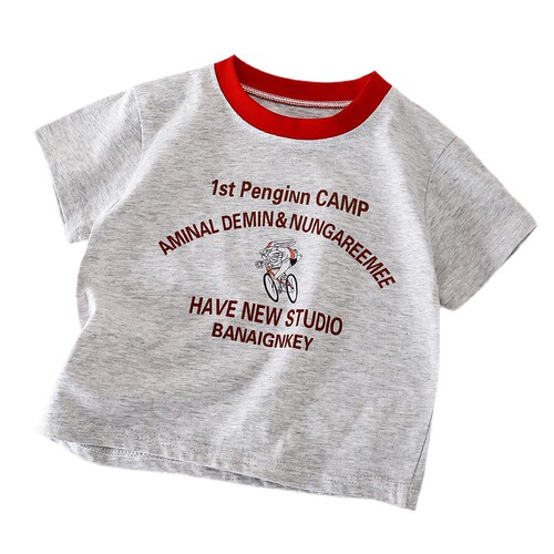 Pure Cotton Children's Short Sleeve T-Shirt Summer New Style Fashion Thin Half Sleeve Medium and Large Children's Top for Boys and Girls Trendy Baby