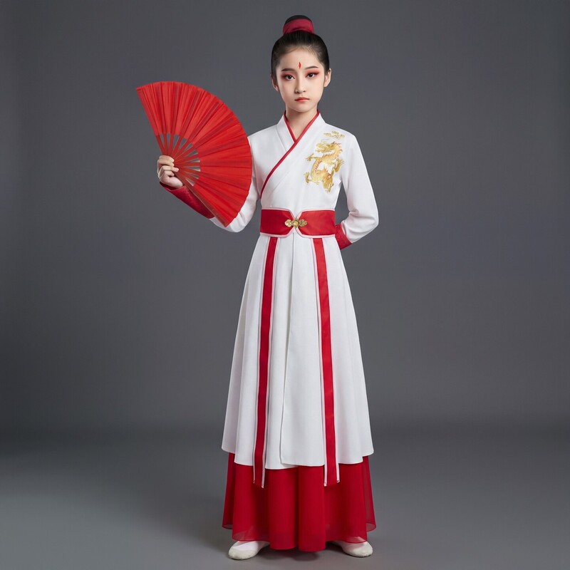Dedicated Youngsters: Children's Dance Performance Costumes - Ink Painting Recitation, Traditional Chinese Culture, Hanfu, Fan and Umbrella Dance Performance Outfits Dedicated Youngsters: Children's Dance Performance Costumes - Ink Painting Recitation, Traditional Chinese Culture, Hanfu, Fan and Umbrella Dance Performance Outfits