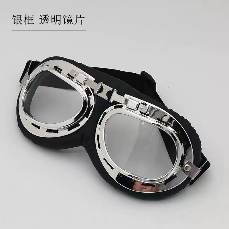 Motosiklet kaskı (dəbilqə) — Motuoche Retro Motorcycle Helmet - transparent-lens-one-size