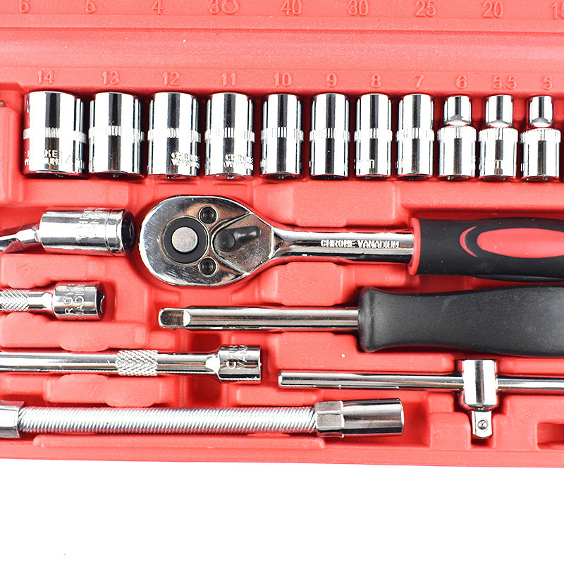 Pequeña mosca de la biela trinquete manga rápida reparación de la máquina de reparación de automóviles conjunto 46 piezas conjunto de herramientas Caja de Herramientas al por mayor