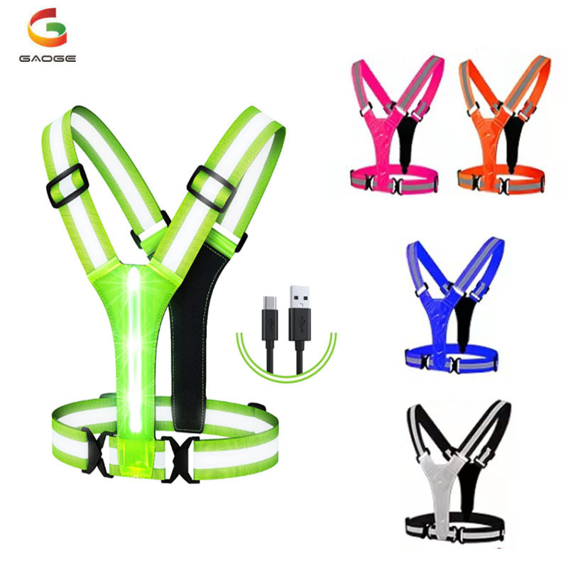 LED rechargeable reflective running vest LED reflective clothing safety warning clothing reflective strap reflective clothing