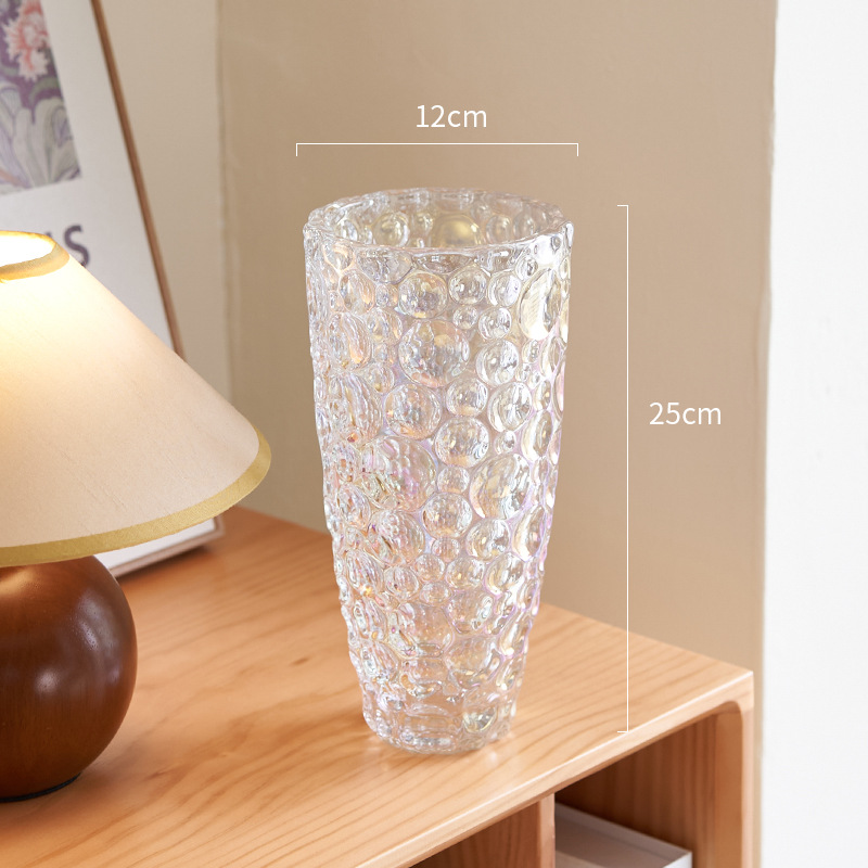 Ornamento de vasijas de alto nivel de lujo ligero vidrio de cristal transparente acuático flor floral decoración de la mesa de comedor