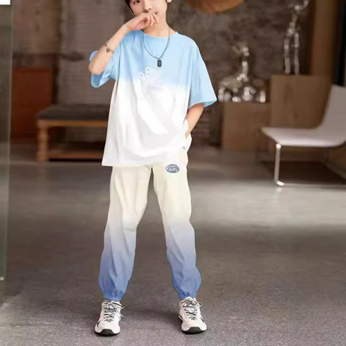 Children's Summer Outfit for Boys - Two-Piece Set, Loose Gradient, Trendy and Casual, Korean Style