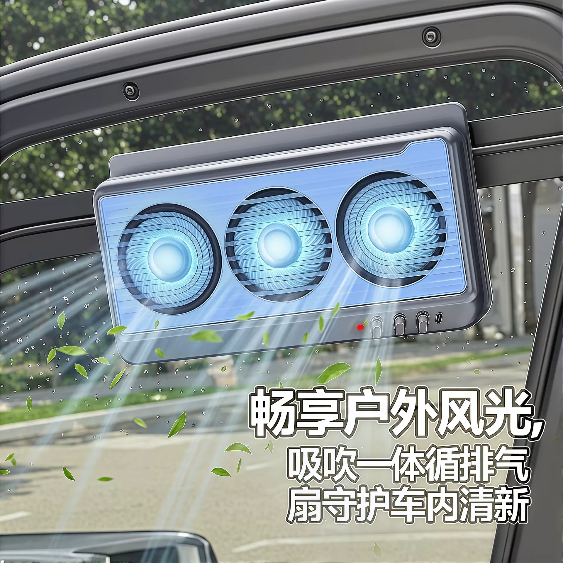 众横众横车载太阳能排风扇吸吹一体汽车风扇车内降温空气循环扇换