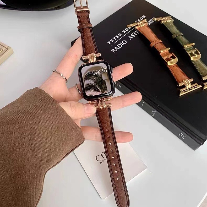 For Apple Watch applewatch89 Generation Retro Leather Strap iwatch76se5432 Arc de Triomphe