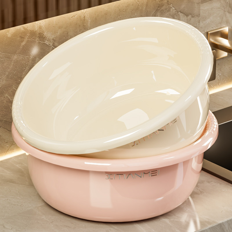 Large, Thick, Durable, and Stylish Washbasin for Home Use; Plastic Basin for Laundry, Foot Washing, Kitchen Dishwashing, and Vegetable Washing Large, Thick, Durable, and Stylish Washbasin for Home Use; Plastic Basin for Laundry, Foot Washing, Kitchen Dishwashing, and Vegetable Washing