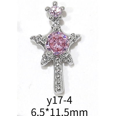 En línea popular LZ estrella mango circón joyería de uñas al por mayor amor cadena arco Rosa diamante decoración de uñas