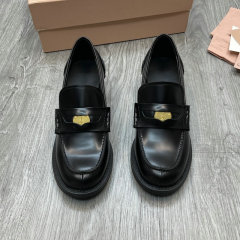 纯原牛货！欧美高端真皮女单鞋 圆头中粗跟金币乐福鞋小个子皮鞋