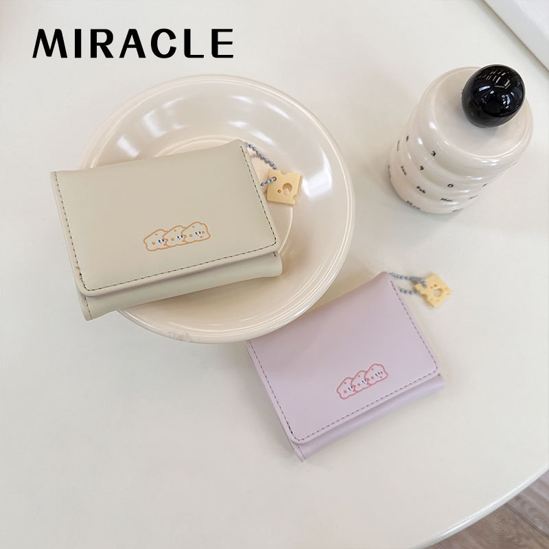 [Galleta de queso] manruike titular de la tarjeta de las mujeres lindas creativo corto tríptico Monedero billetera mujeres