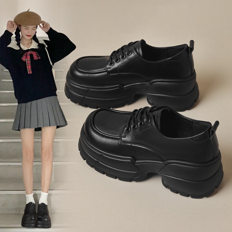 ZHR British Style Single-layer Shoes Women's Thick Sole Increased Loafers Lightweight Platform Sole Single-layer Shoes Mary Jane Shoes All-match JK Shoes