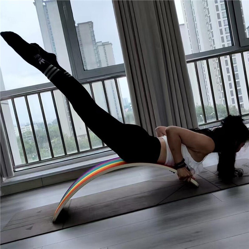 普拉提彩虹板平衡板大人核心训练瑜伽健身聪明翘翘板原木运动器材|undefined