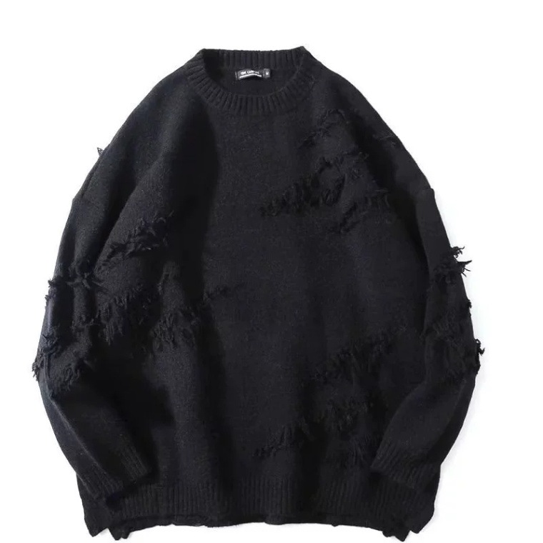 Unisex Oversized Knitted Jumper With Tassel Design For Couples_voghion.com