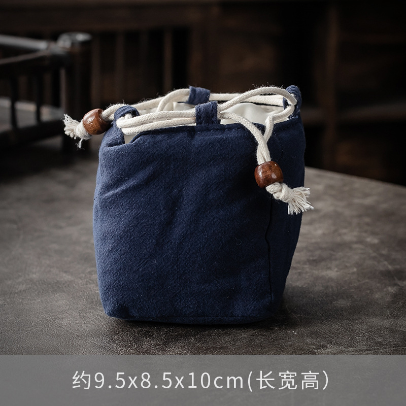 Bolsa de almacenamiento de taza única maestra bolsa de taza maestra taza de té portátil taza de construcción bolsa de tela con cordón de algodón y lino bolsa de tela juego de té