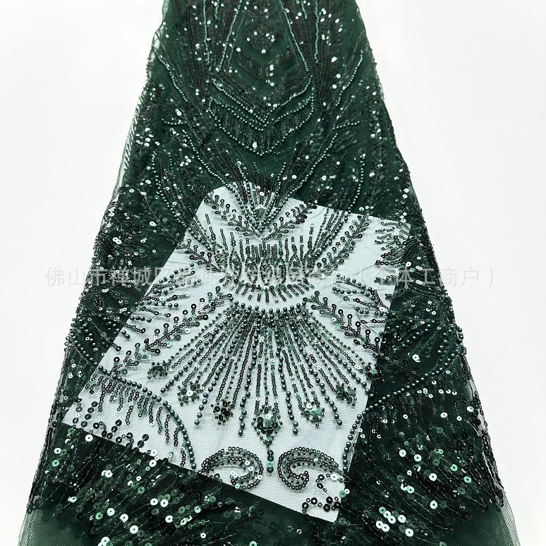 Moda europea y americana fiesta de boda cena de moda vestido tela bordada cuentas tela al por mayor inventario