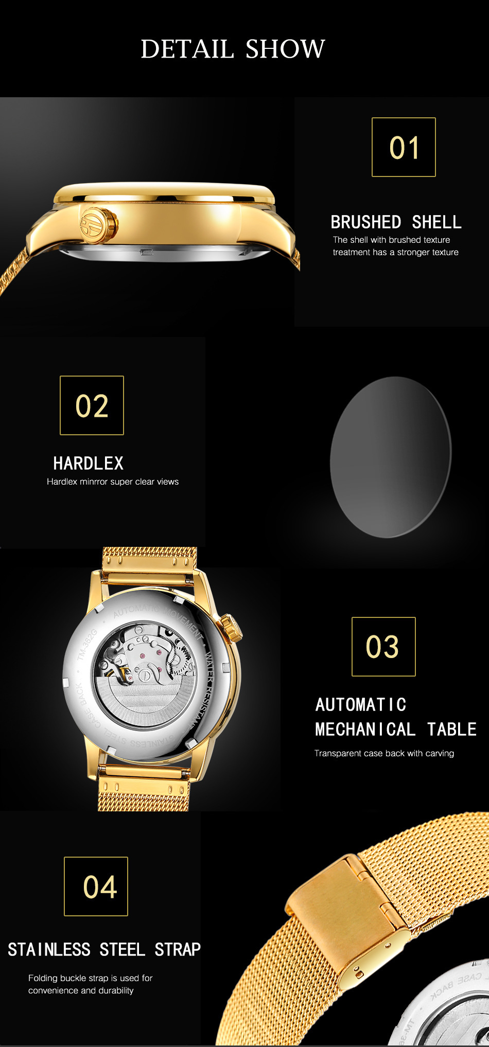 Men's Mechanical Watch With Earth Pattern And Leather Steel Strap_voghion.com