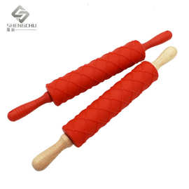 新款硅胶擀面杖 创意3D压花面粉擀 烘焙工具硅胶面粉棍印花面粉杖