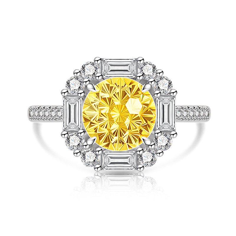 Gold Plated Fireworks Ring With Colored Gemstone And Diamond_voghion.com