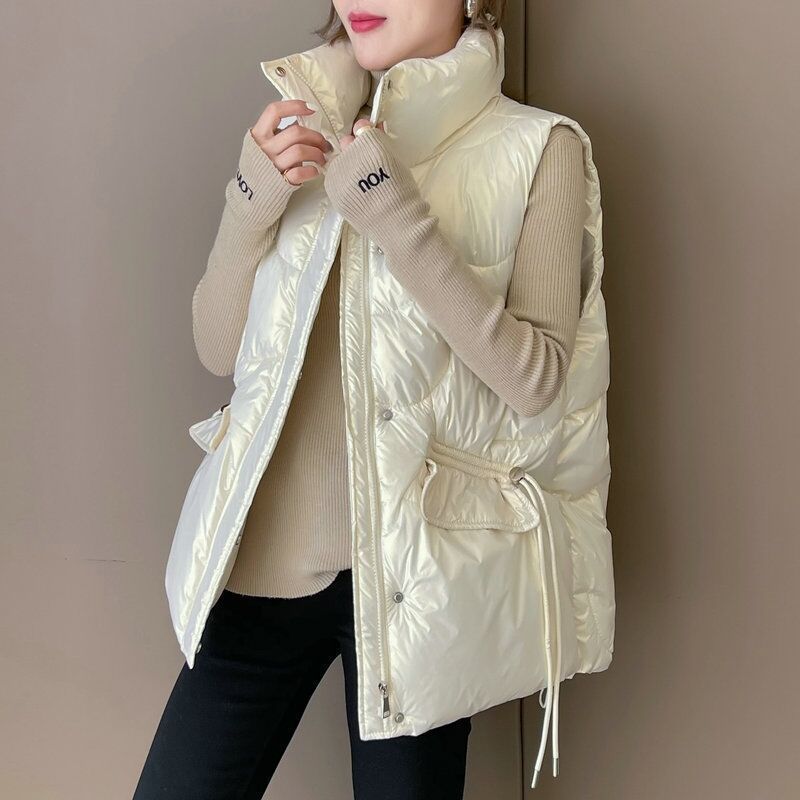 Chaleco de mujer para invierno, chaleco acolchado con cordón_voghion.com