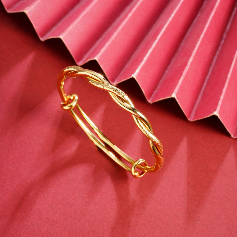 Antiguo método vietnamita oro de arena china torcido tejido brillante esmerilado pulsera de empuje temperamento simple joyas de alta calidad