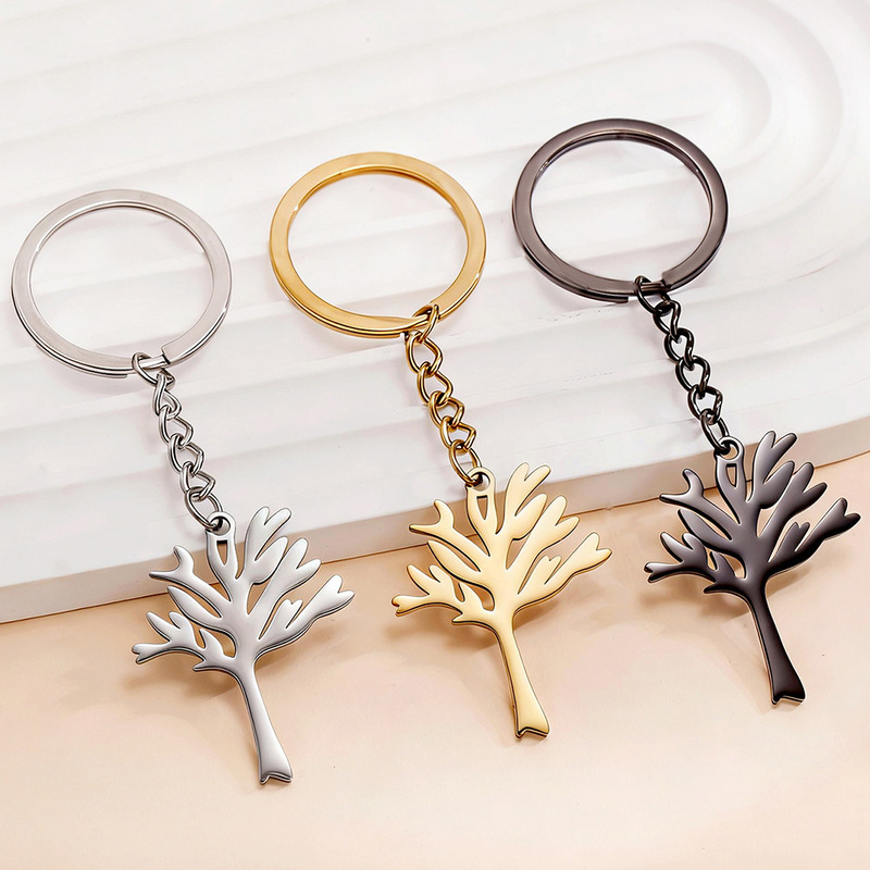 Cross-Border Personalized Creative Stainless Steel Tree of Life Bag Pendant Keychain Trendy Car Decoration Keychain