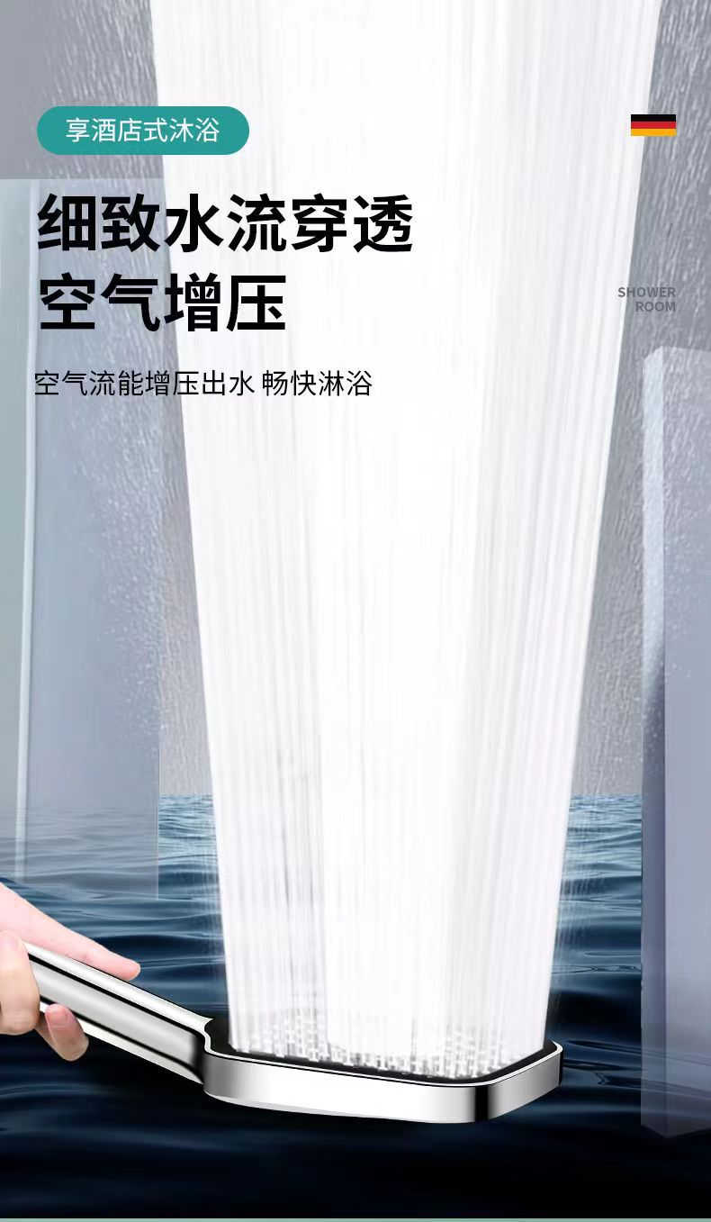 Square three-speed pressurized showerhead, powerful large handheld faucet, high-pressure showerhead for shower, bath, bathroom Application Scenario