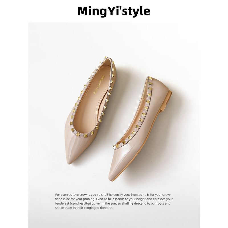 Sheepskin Version 2026 New Spring/Summer French-Style Studded Pointed Flat Shoes for Women, Versatile Shallow Mouth Single Shoes for Commuting Sheepskin Version 2026 New Spring/Summer French-Style Studded Pointed Flat Shoes for Women, Versatile Shallow Mouth Single Shoes for Commuting