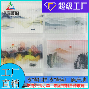 Factory Direct Sales Customized Engineered Wire-Drawing Glass Landscape Paintings, Wire-Drawing Glass Screens and Partitions, Wire-Drawing Glass in Light Luxury Style
