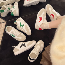 跨境2025秋季新款厚底阿甘鞋女皮面韩版百搭休闲鞋大码学生跑步鞋