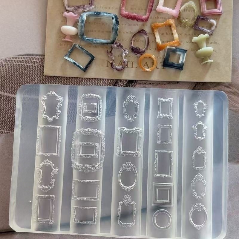 小咪同学同款美甲模具相框高透美甲装饰模具穿戴甲装饰硅胶模具|undefined