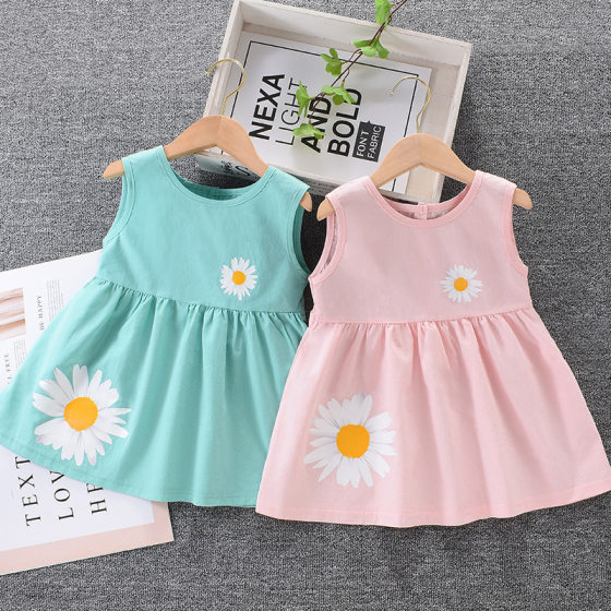 Girls Summer dress Cotton New 2025 Baby Princess Dress Korean Style Western Style Sleeveless vest dress for small and medium-sized children