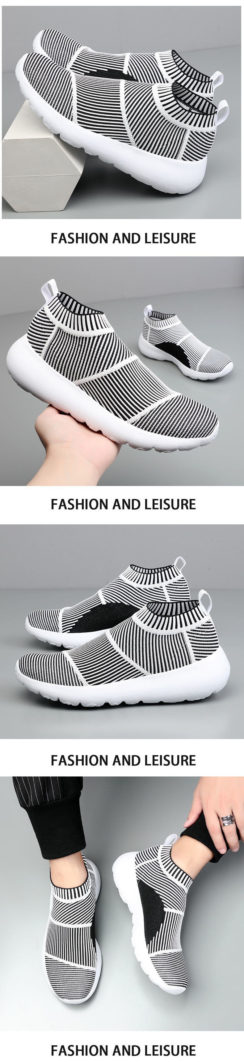 Schuhe Herren Leichte Sommer Casual Socken Herren Damen Atmungsaktiv Dehnbar Faul Brettschuhe Fliegengewebe Sport Mesh Schuhe Fahren_voghion.com