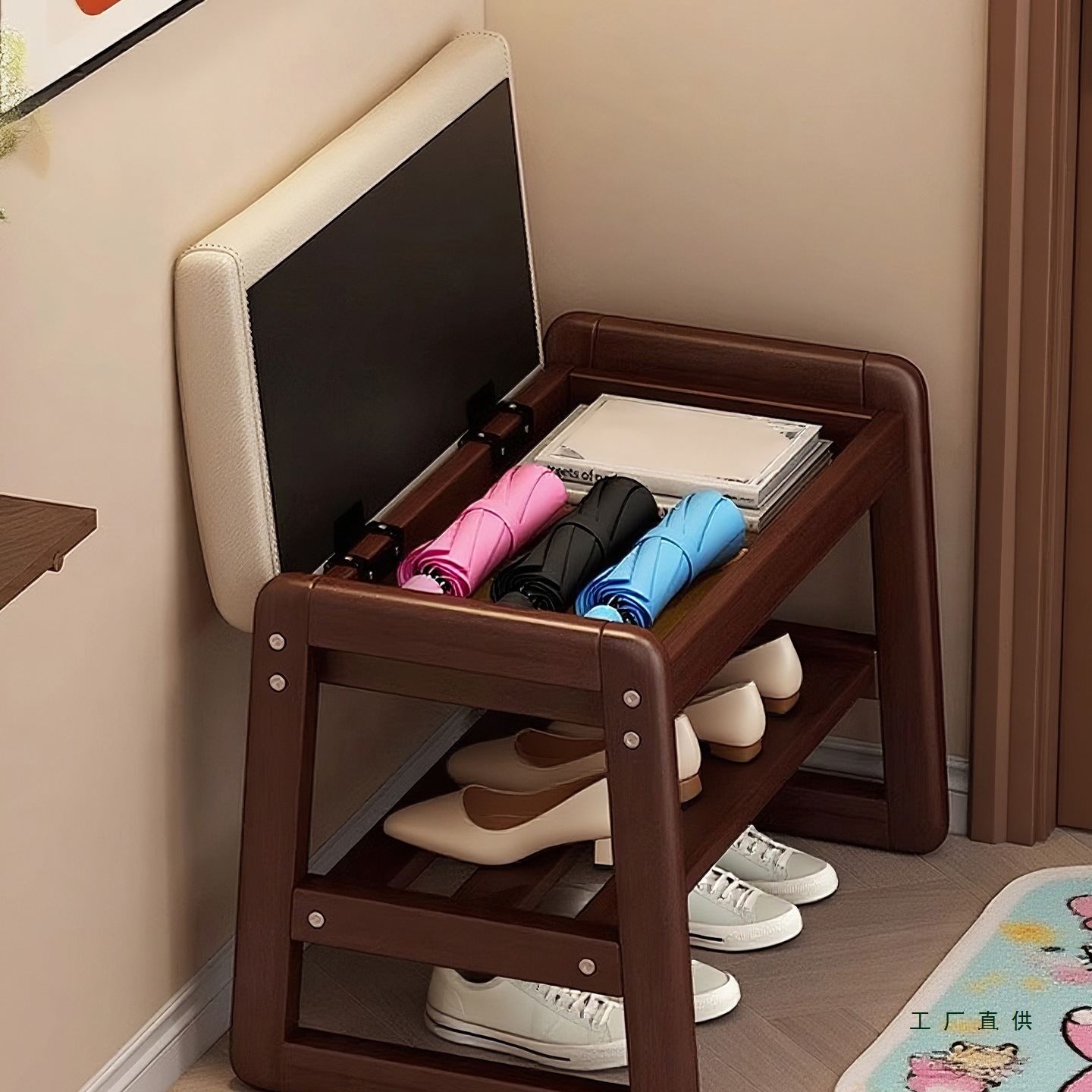 实木换鞋凳家用可坐可收纳鞋柜坐凳一体入户门口穿鞋凳试衣间凳子