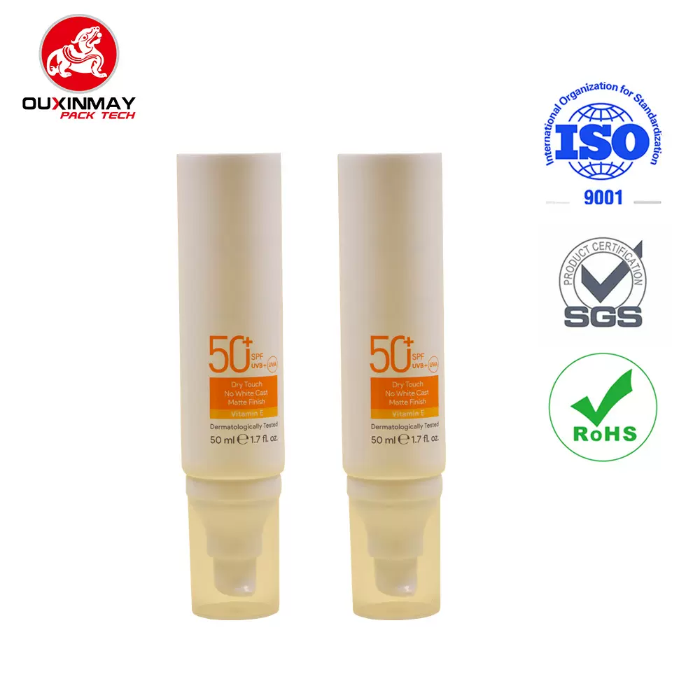新款高亮洗面奶软管防晒霜隔离霜护肤品塑料软管包材50ml 泵头管