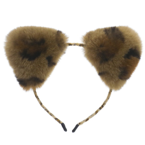 Face-washing band for women, real otter fur, fluffy cat ear hair accessory, popular cute plush headband, girl hair clip, headband