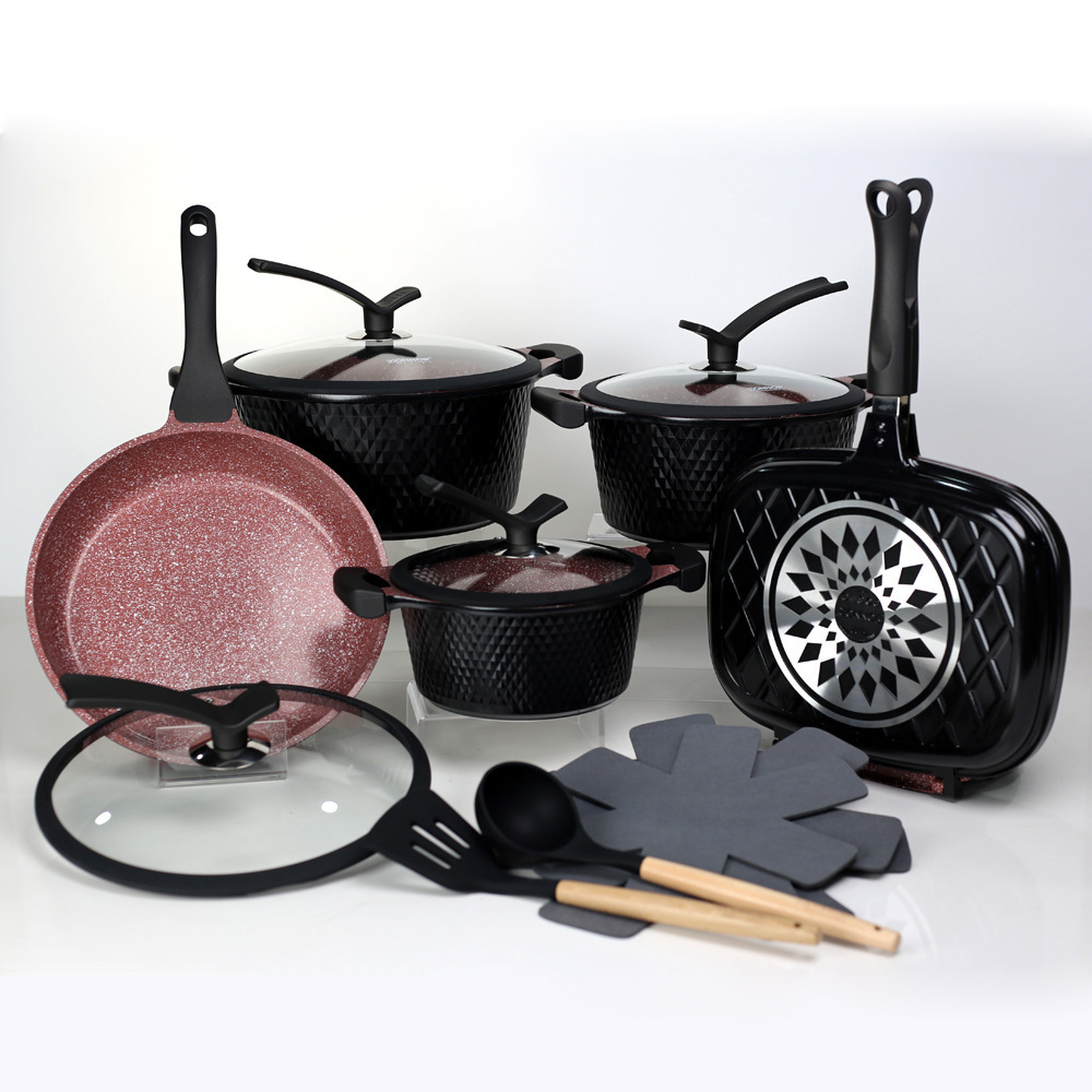 DONNOR 15 juegos de utensilios de cocina doméstica granito no pegajoso cocina de colinas de diamante pequeño image 8