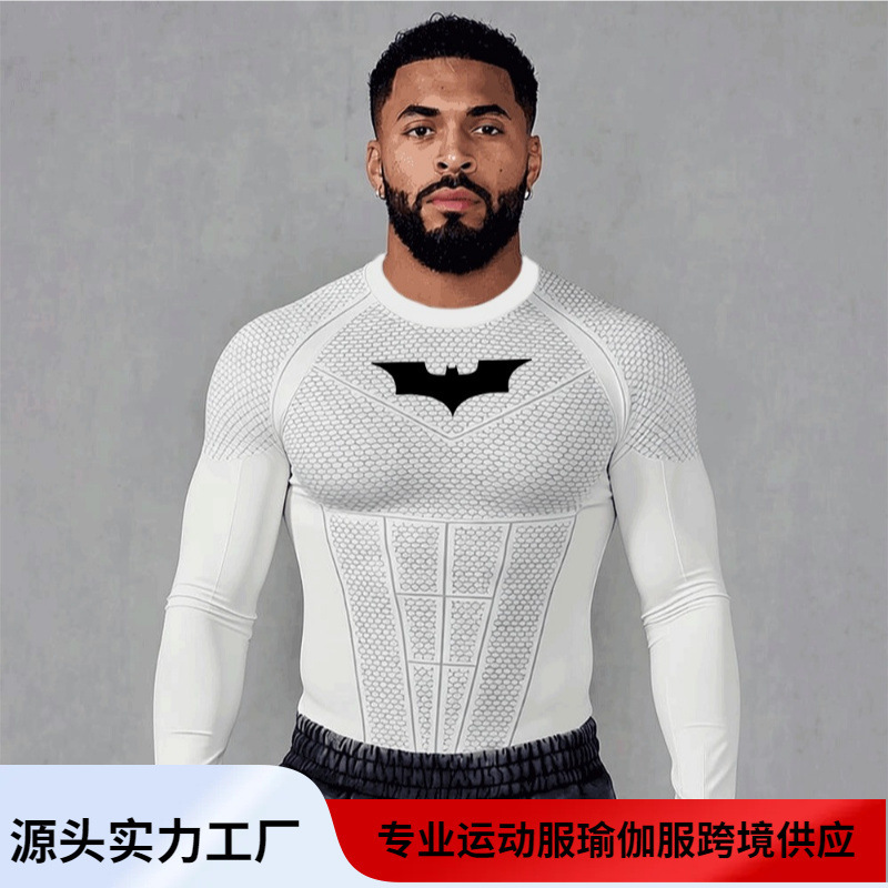 YOUNGAL co-branded popular Batman men's sports fitness quick-dry breathable training top stretch slim-fit T-shirt YOUNGAL co-branded popular Batman men's sports fitness quick-dry breathable training top stretch slim-fit T-shirt