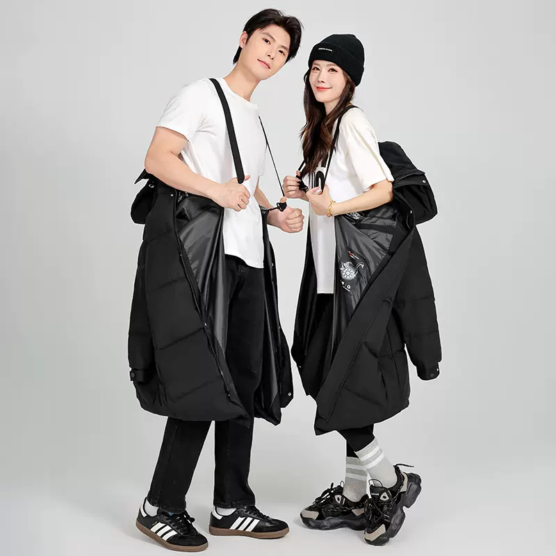 【国标50绒】羽绒服男长款过膝情侣男女同款白鸭绒中戏校服团体服