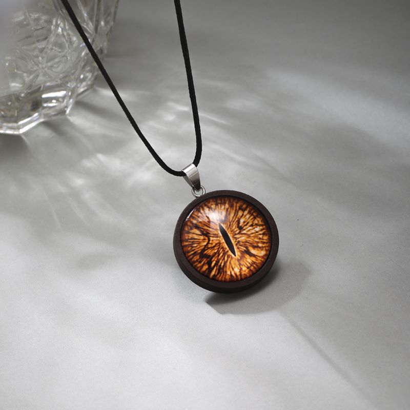 Retro Round glass Leather rope Unisex Pendant Necklace 1 Piece