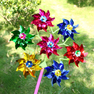 Outdoor Rotating Seven-Flower Handheld Windmill Colorful Square Hot-Selling Gifts Children's Toys Street Stalls Park Wholesale Hot-Selling