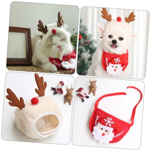 Cross-border Christmas pet hats, cat clothes, winter supplies, wholesale dog bibs, saliva towels