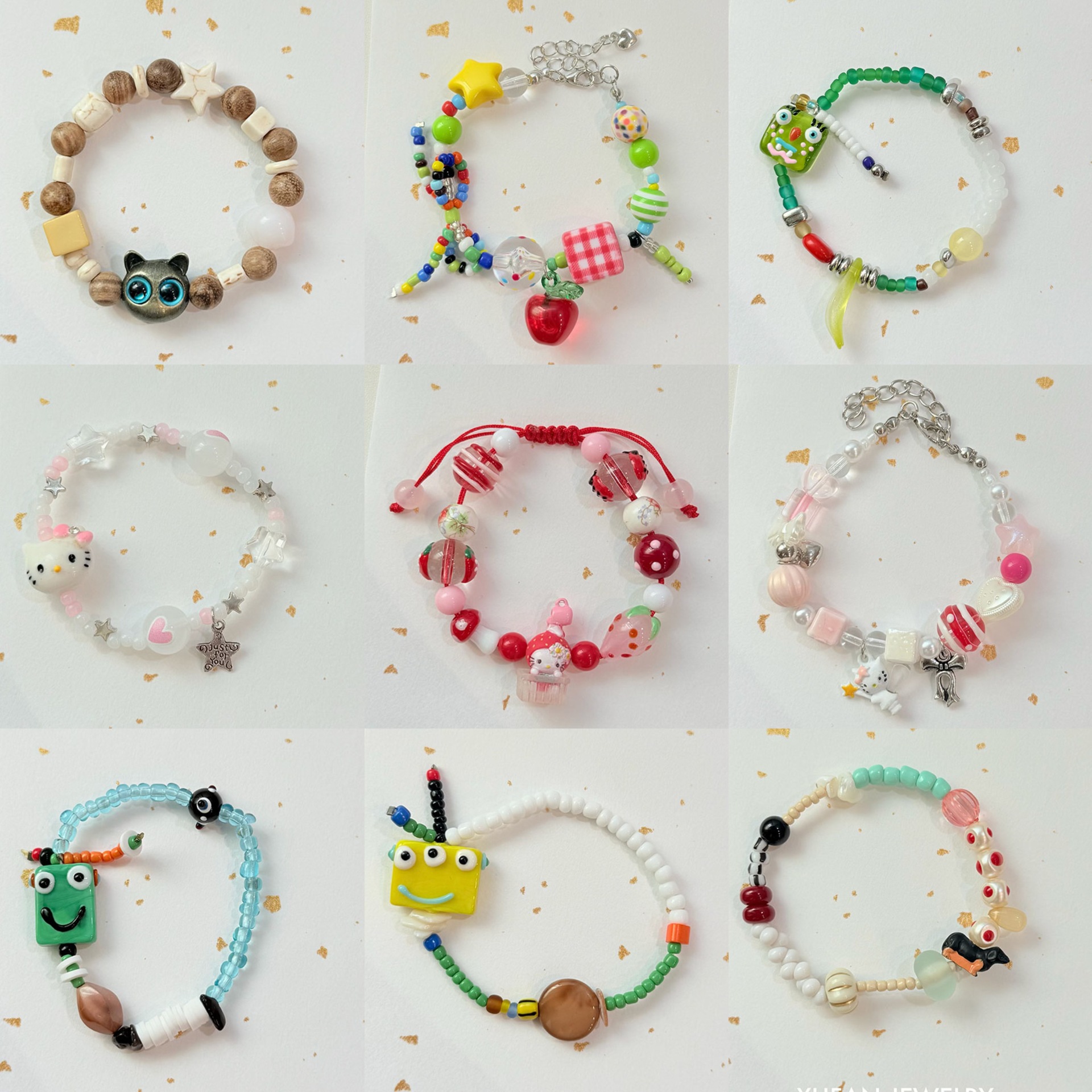 Summer Colorful Beaded Bracelet Dopamine Color Flower Bracelet Cute Sweet Girly Heart Niche Sweet Accessories