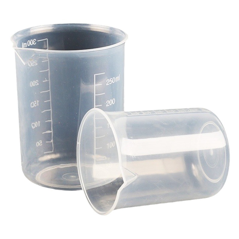 50ml vaso de precipitados de plástico 100mL taza de medición experimental 500ml taza de medición sin mango 1000ml taza de escala de doble cara